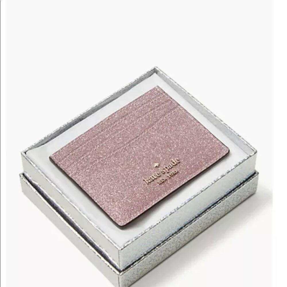 Kate Spade- card holder- Lola glitter rose…